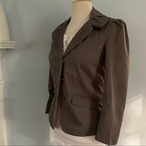 LOFT peplum blazer w/ portrait collar taupe jacket - Picture 15 of 16